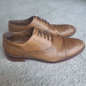 Johnston & Murphy Oxford Shoes Mens 10M Tan Leather Dress Cap Toe Conard 23-8682
